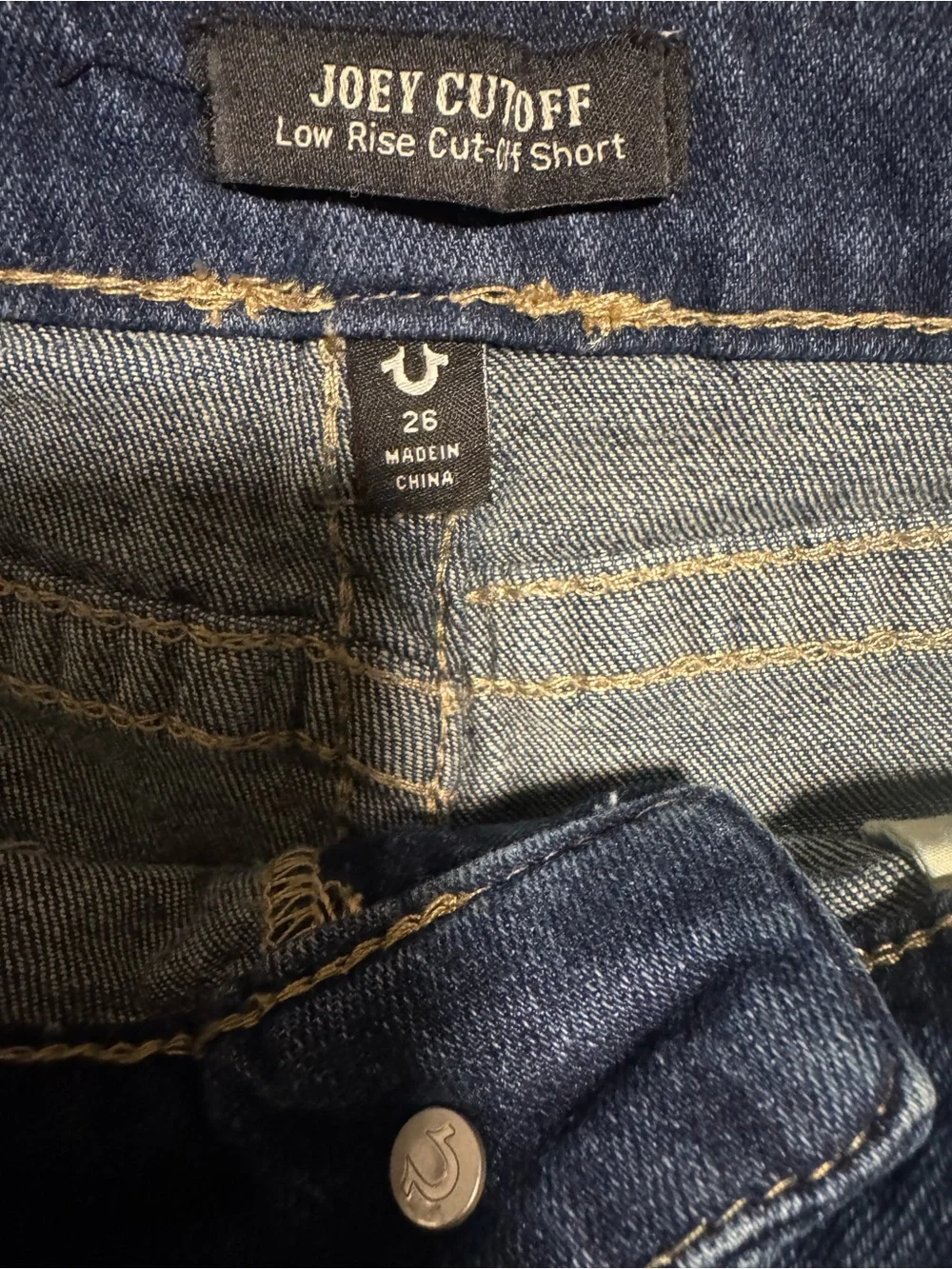 True Religion Blue Denim Short Shorts with Belt